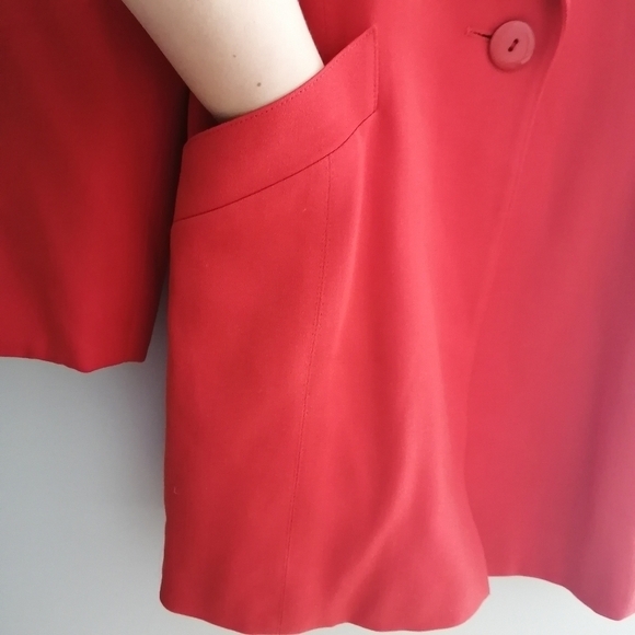 Vintage Escada '80s Margaretha Ley Wool Longline Single Breasted Red Blazer 34 4 - Picture 7 of 17